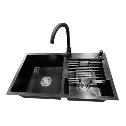 Lavaplatos 78x43cm Acero Inoxidable Negro / Incluye Llave y Dispensador de Jabón - Importadora RC